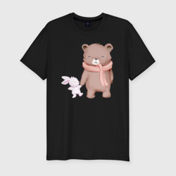 Приталенная футболка Милый Медвежонок И Крольчонок (Мужская)