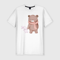 Мужская футболка хлопок Slim Милый Медвежонок И Крольчонок