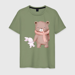 Мужская футболка хлопок Милый Медвежонок И Крольчонок