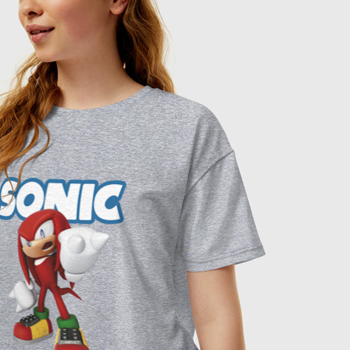 Женская футболка хлопок Oversize с принтом Knuckles Echidna / Sonic / Video game /  Ехидна Наклз / Видеоигра!, фото на моделе #1