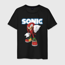 Мужская футболка хлопок Knuckles Echidna Sonic Video game Ехидна Наклз Видеоигра!