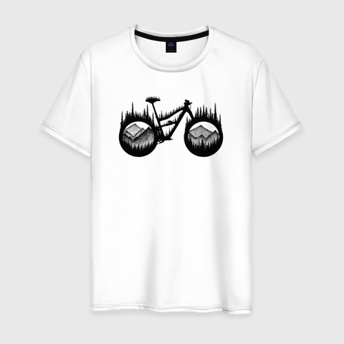 Мужская футболка хлопок с принтом Mtb enduro bike, вид спереди #2