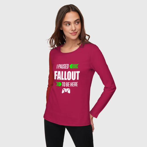 Женский лонгслив хлопок с принтом Fallout I Paused, фото на моделе #1