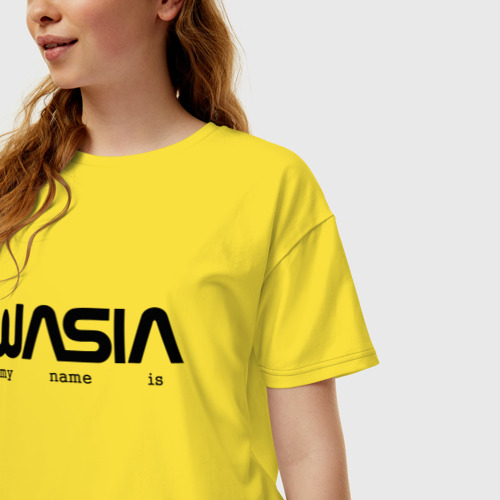 Женская футболка хлопок Oversize Wasia в стиле NASA, цвет желтый - фото 3