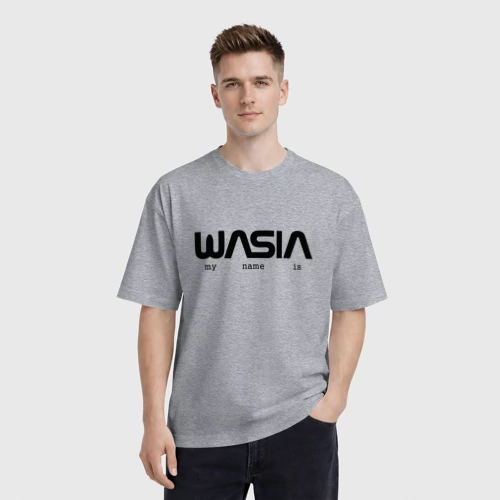 Мужская футболка хлопок Oversize с принтом Wasia в стиле NASA, фото на моделе #1