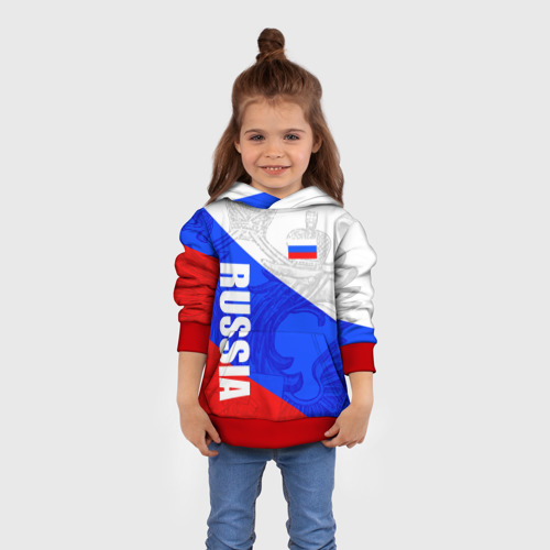 Детская толстовка 3D Russia - sportwear - триколор, цвет красный - фото 4