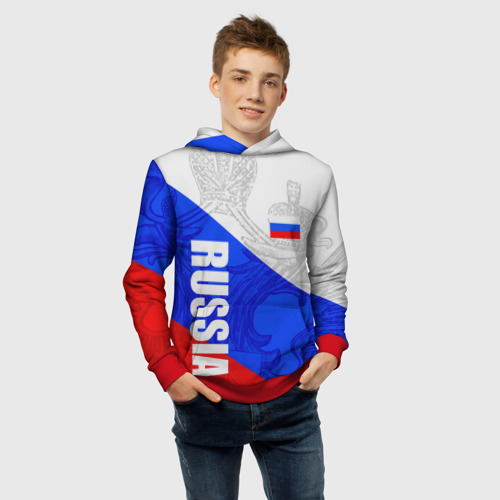 Детская толстовка 3D Russia - sportwear - триколор, цвет красный - фото 6