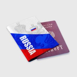 Обложка для паспорта матовая кожа Russia - sportwear - триколор - фото 2
