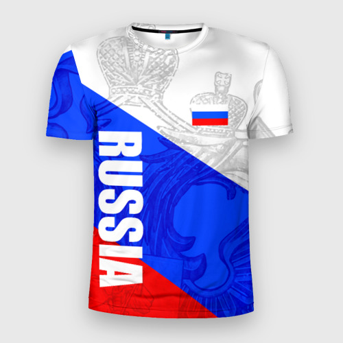 Мужская футболка 3D Slim Russia - sportwear - триколор, цвет 3D печать