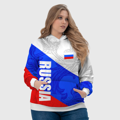 Женская толстовка 3D Russia - sportwear - триколор, цвет 3D печать - фото 6