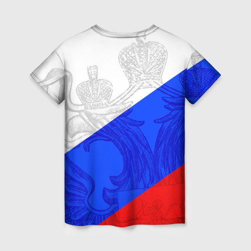 Женская футболка 3D с принтом Russia - sportwear - триколор, вид сзади #1