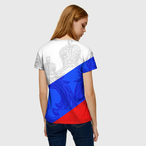 Женская футболка 3D с принтом Russia - sportwear - триколор, вид сзади #2