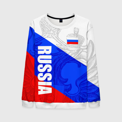 Мужской свитшот 3D Russia - sportwear - триколор, цвет белый