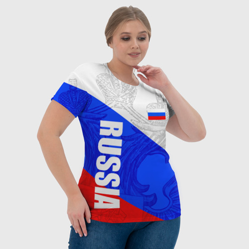 Женская футболка 3D с принтом Russia - sportwear - триколор, фото #4