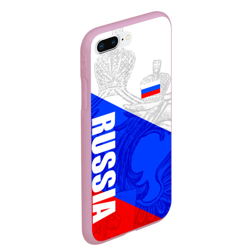 Чехол для iPhone 7Plus/8 Plus матовый Russia - sportwear - триколор, цвет розовый - фото 3