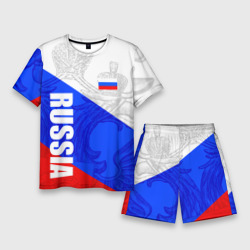 Мужской костюм с шортами 3D Russia - sportwear - триколор