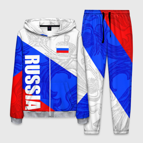 Мужской костюм 3D Russia - sportwear - триколор, цвет меланж