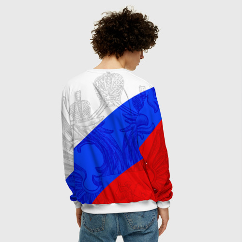 Мужской свитшот 3D Russia - sportwear - триколор, цвет белый - фото 4