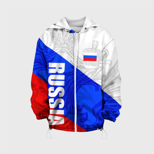 Детская куртка 3D Russia - sportwear - триколор, цвет белый