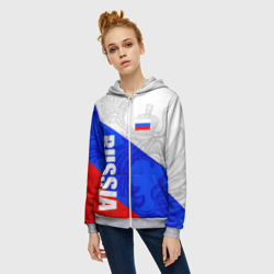 Женская толстовка 3D на молнии Russia - sportwear - триколор - фото 2