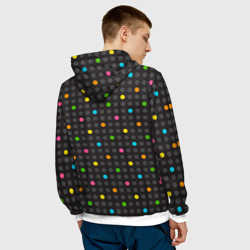 Толстовка с принтом Pac-man пиксели для мужчины, вид на модели сзади №2. Цвет основы: белый
