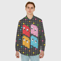 Мужская рубашка oversize 3D Pac-man пиксели - фото 2