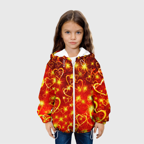 Детская куртка 3D Светящиеся сердечки, цвет белый - фото 4