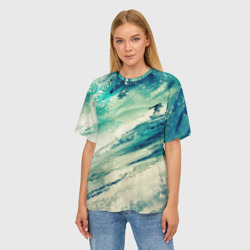 Женская футболка oversize 3D Лазурная волна - фото 2