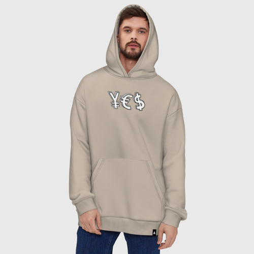 Худи SuperOversize хлопок Yes юань, евро, доллар, цвет миндальный - фото 5