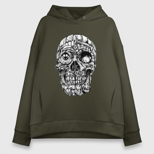 Женское худи Oversize хлопок Steampunk / Skull, цвет хаки