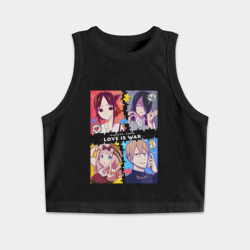 Женская укороченная майка-топ хлопок Госпожа Кагуя: В любви как на войне Love is War