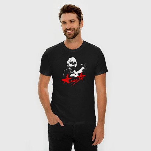 Мужская футболка хлопок Slim Алиса/Кинчев, цвет черный - фото 3