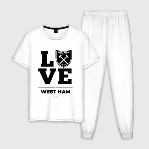 Мужская пижама хлопок West Ham Love Классика, цвет белый