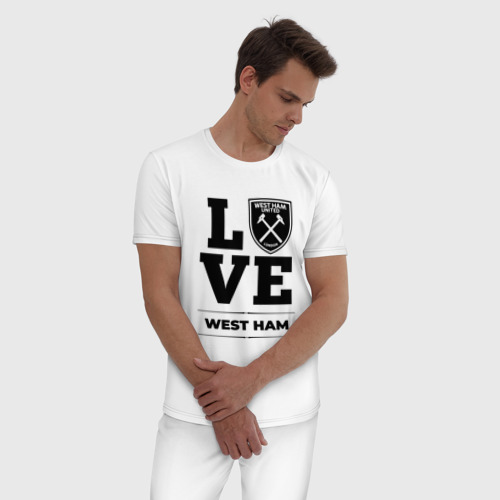 Мужская пижама хлопок West Ham Love Классика, цвет белый - фото 3