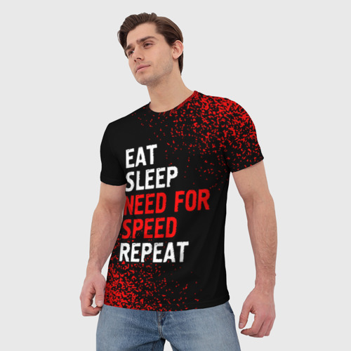 Мужская футболка 3D Eat Sleep Need for Speed Repeat - Спрей, цвет 3D печать - фото 3