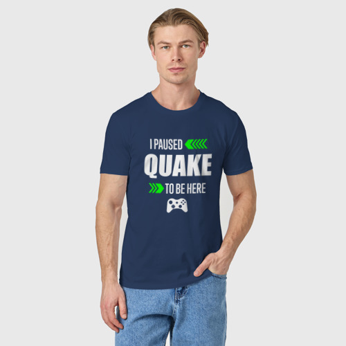 Мужская футболка хлопок Quake I Paused, цвет темно-синий - фото 3