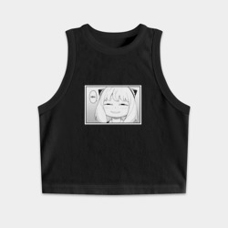 Женская укороченная майка-топ хлопок Spy Family Heh Семья Шпиона