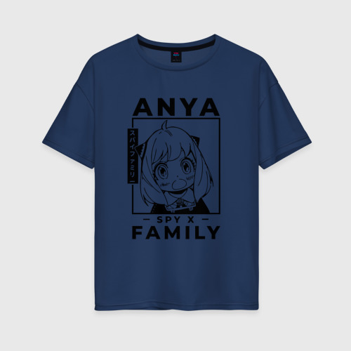 Женская футболка хлопок Oversize Семья Шпиона Аня Форджер Spy x Family, цвет темно-синий
