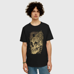 Мужская футболка хлопок Oversize Steampunk Skull & Engine - фото 2