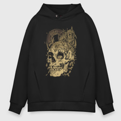 Мужское худи Oversize хлопок Steampunk Skull & Engine