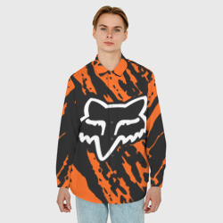 Мужская рубашка oversize 3D FOX motocross orange - фото 2