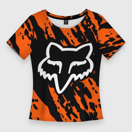 Женская футболка 3D Slim FOX motocross orange, цвет 3D печать