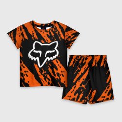 Детский костюм с шортами 3D FOX motocross orange