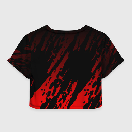 Женская футболка Crop-top 3D Yamaha - Красные пятна, цвет 3D печать - фото 2
