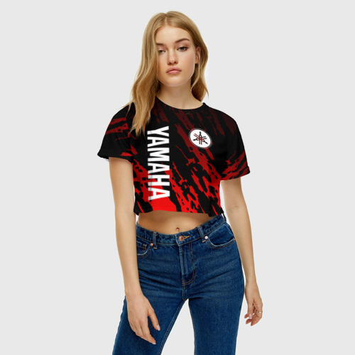 Женская футболка Crop-top 3D Yamaha - Красные пятна, цвет 3D печать - фото 3
