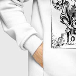 Худи с принтом Joker Skull Card для мужчины, вид на модели спереди №6. Цвет основы: белый