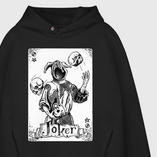 Мужское худи Oversize хлопок Joker Skull Card, цвет черный - фото 4