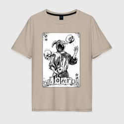 Мужская футболка хлопок Oversize Joker Skull Card