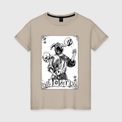 Женская футболка хлопок Joker Skull Card