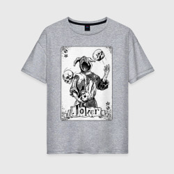 Женская футболка хлопок Oversize Joker Skull Card
